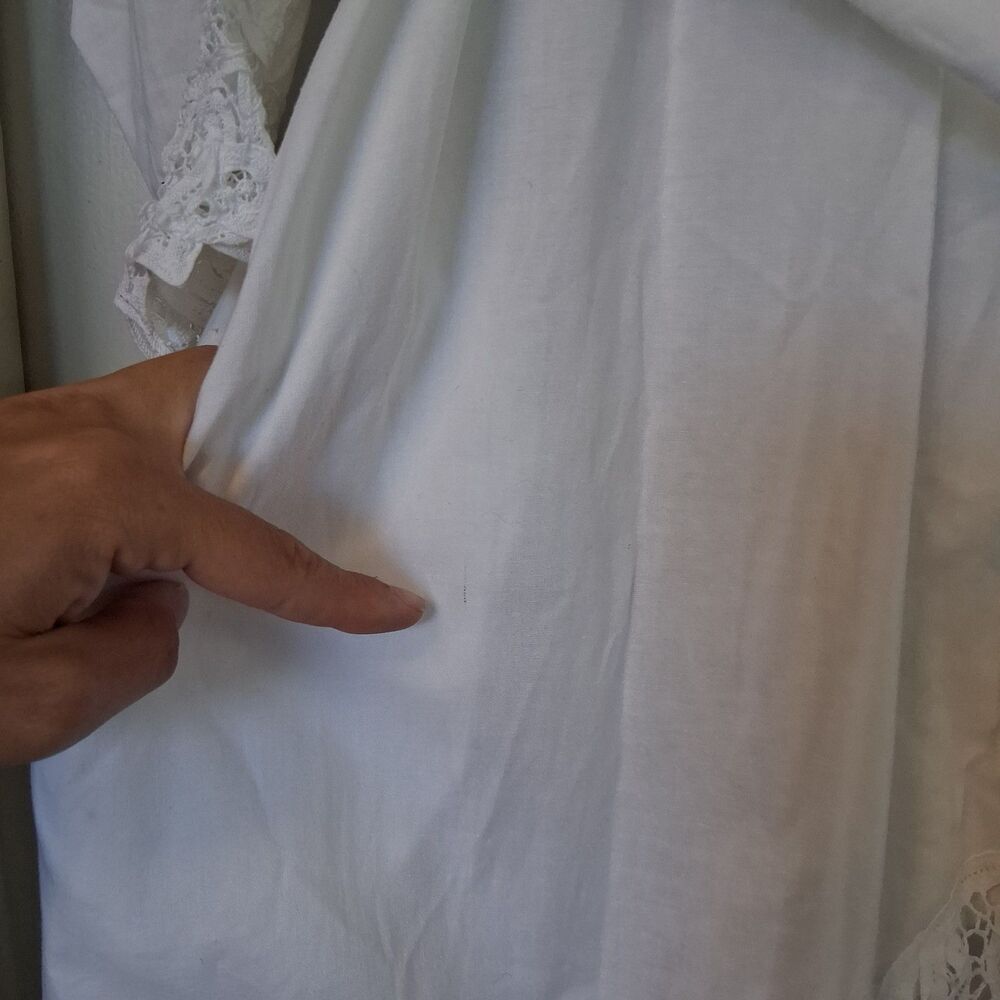Vintage Victoria Secret Gold Label Cotton Battenburg Lace Maxi Robe White PS - Picture 10 of 12